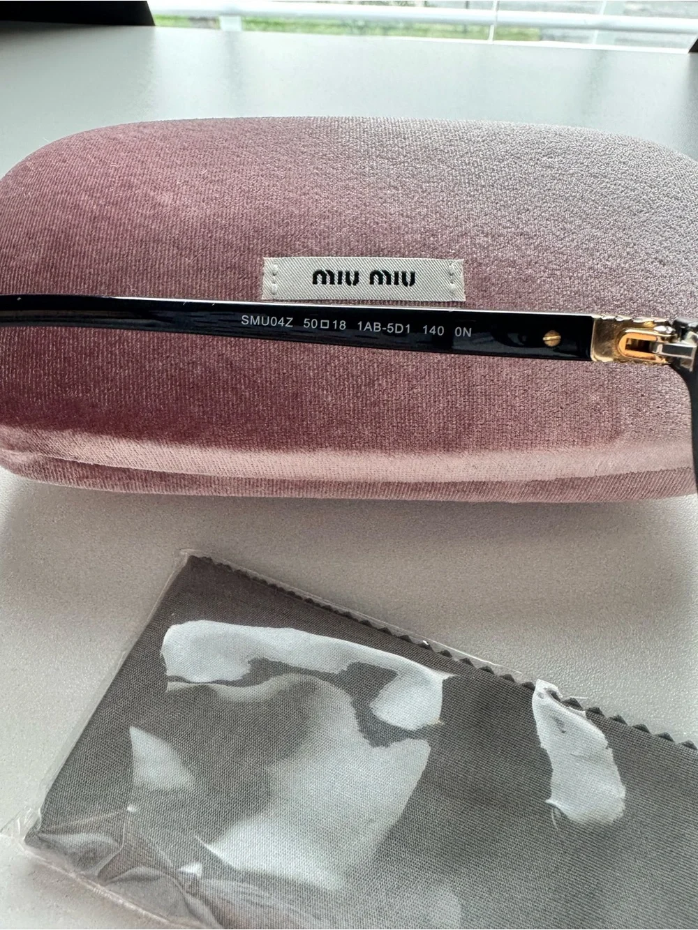 Miu Miu Black Round Acetate Glasses with Pink Velvet Case
